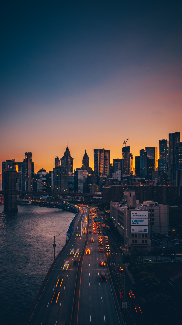 New York, Brooklyn Bridge, Manhattan Bridge, Coney Island, Bridge. Wallpaper in 750x1334 Resolution