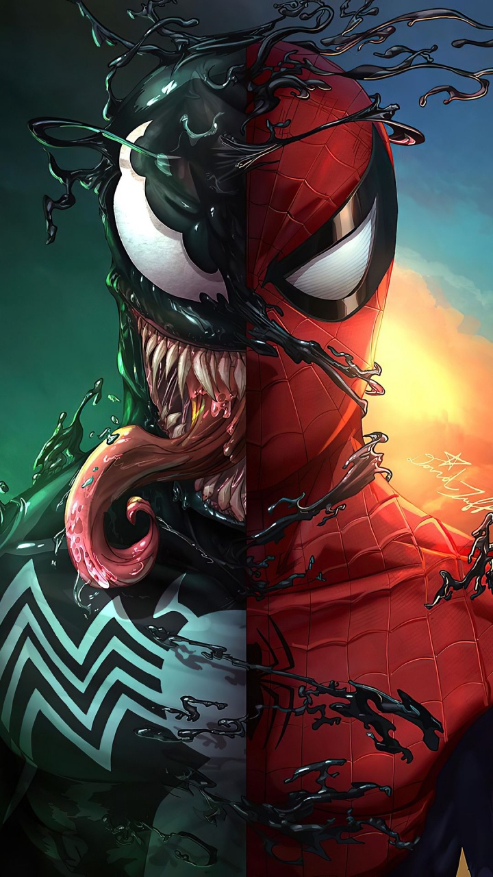 Spiderman Venom, Spider-man, Venom, Spider-man vs Venom, Art. Wallpaper in 720x1280 Resolution