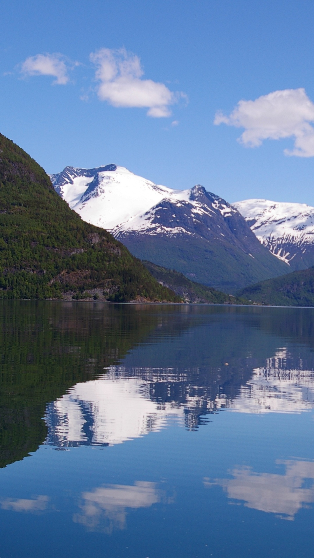 Snow Covered Mountain Near Lake Under Blue Sky During Daytime. Wallpaper in 1080x1920 Resolution