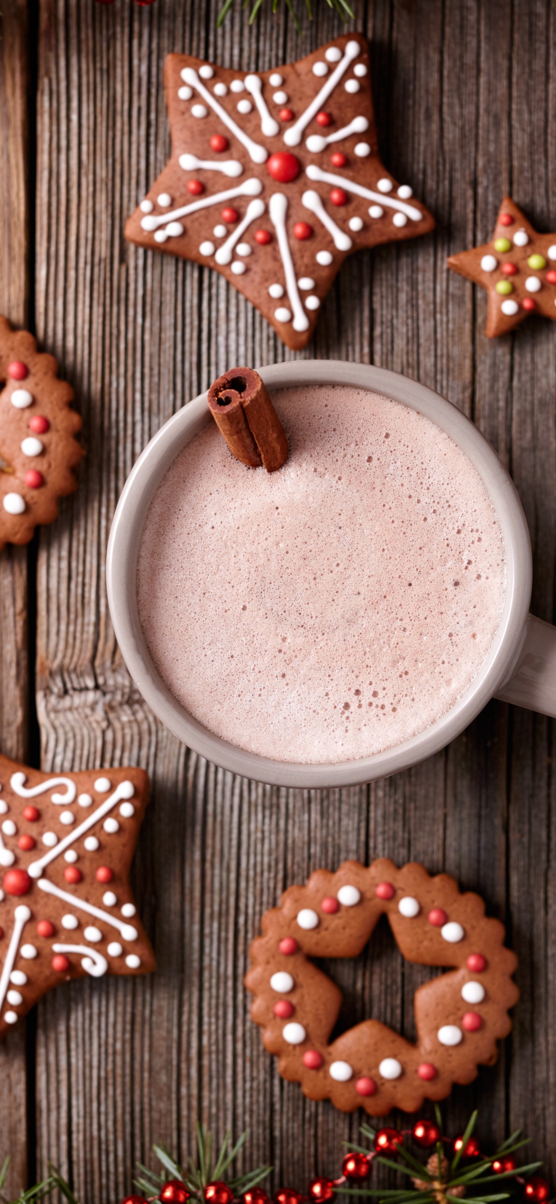 Hot Chocolate, Gingerbread Man, Gingerbread, Christmas Day, Christmas. Wallpaper in 1125x2436 Resolution