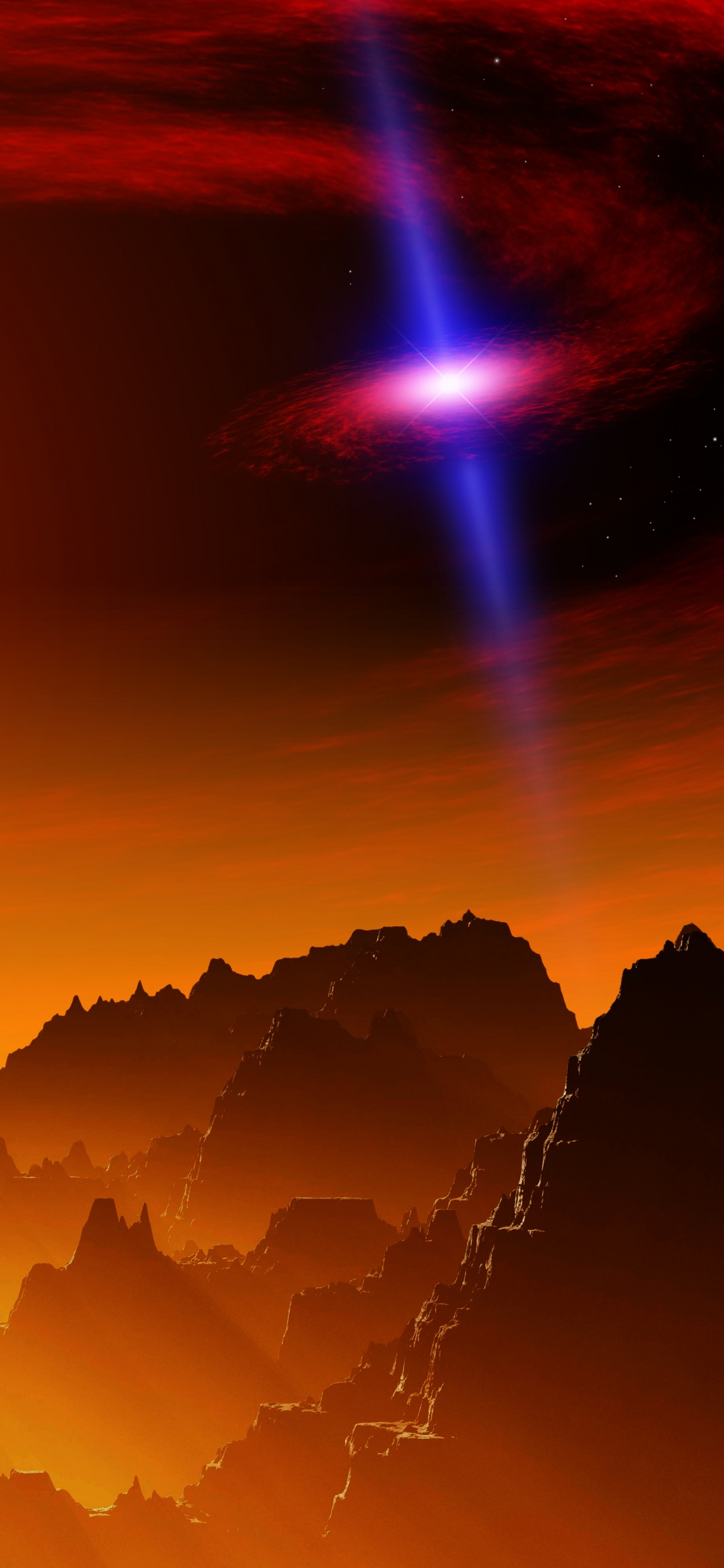 Silueta de Montaña Durante la Puesta de Sol. Wallpaper in 1125x2436 Resolution