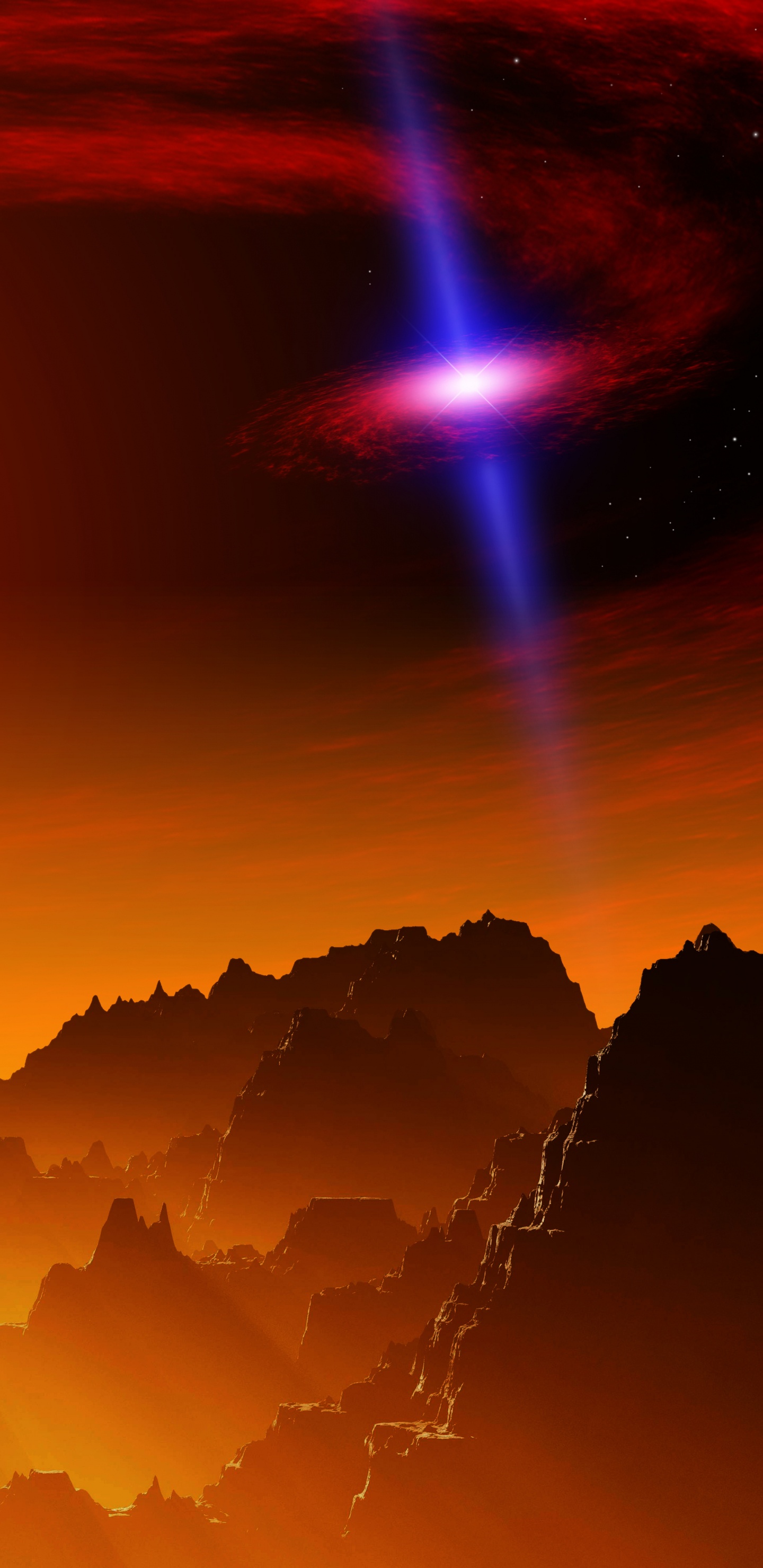 Silueta de Montaña Durante la Puesta de Sol. Wallpaper in 1440x2960 Resolution