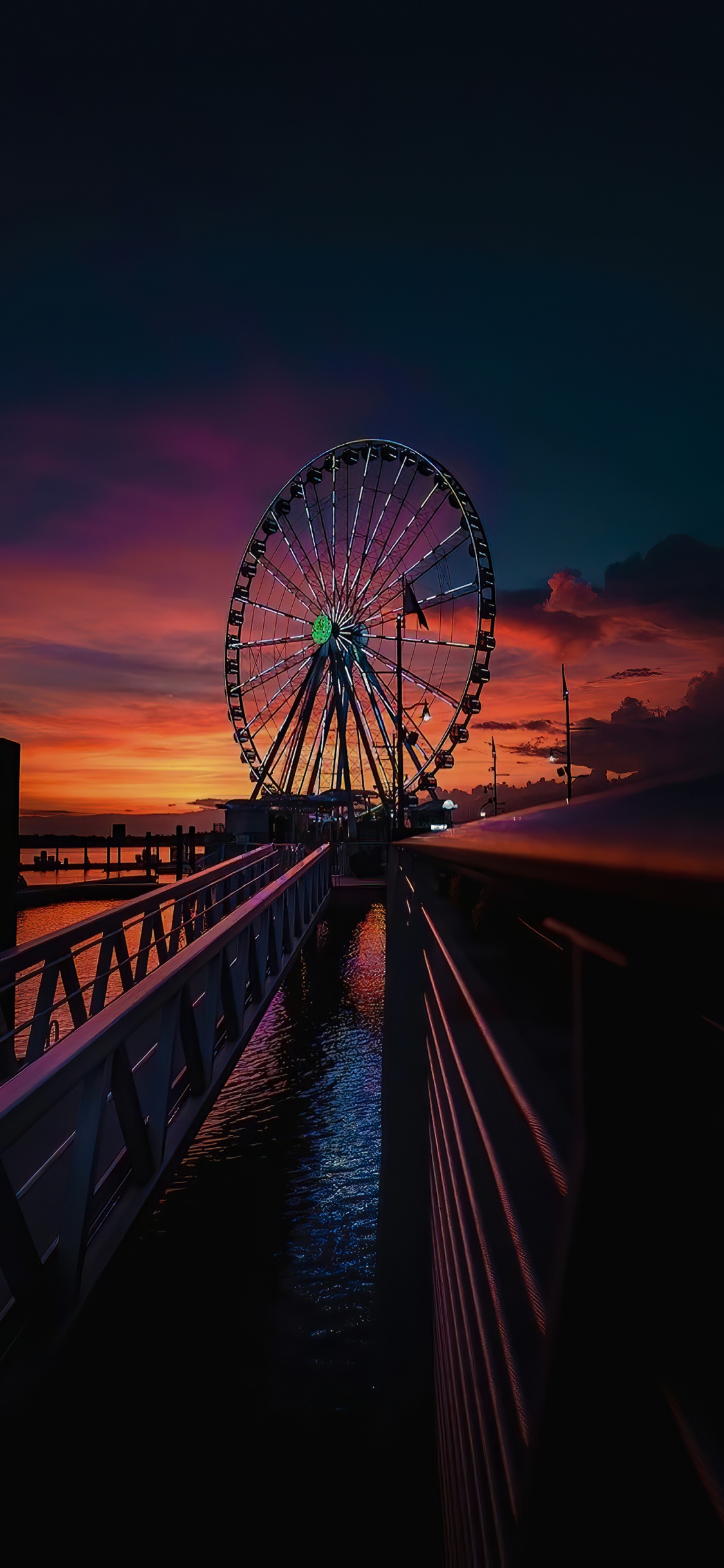 Ferris, Eau, Roue, Atmosphère, la Journée. Wallpaper in 1125x2436 Resolution