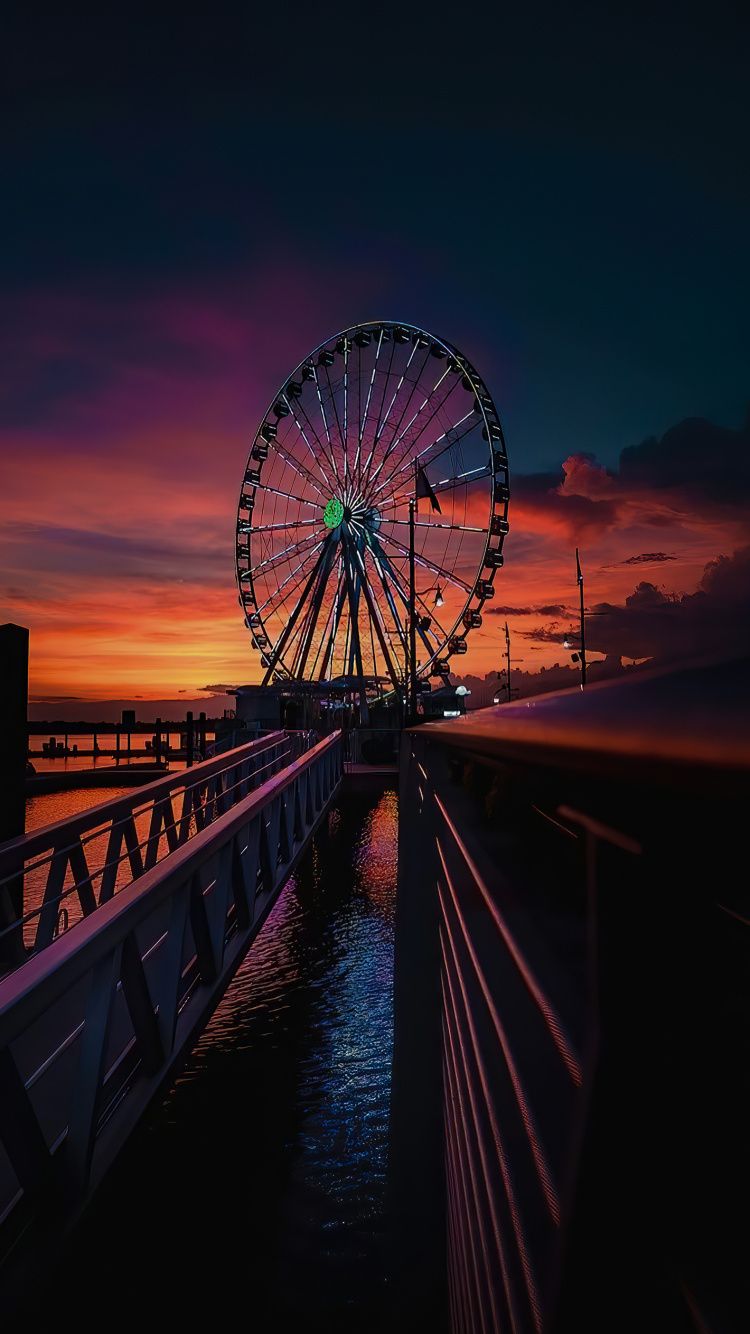 Riesenrad, Wasser, Cloud, Rad, Atmosphäre. Wallpaper in 750x1334 Resolution