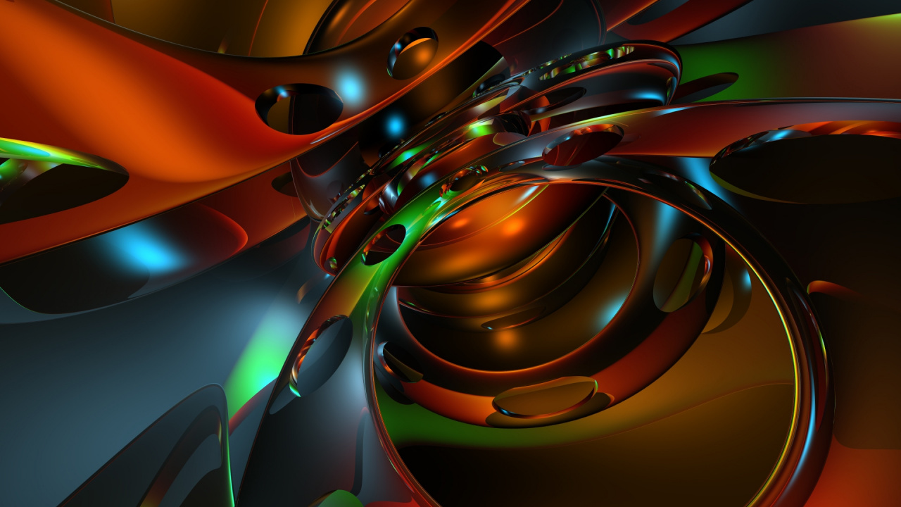 Peinture Abstraite Orange Vert et Jaune. Wallpaper in 1280x720 Resolution