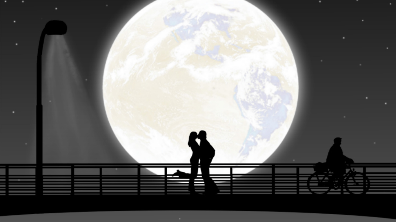 Pleine Lune, Lumière, Silhouette, Objet Astronomique, Atmosphère. Wallpaper in 1366x768 Resolution