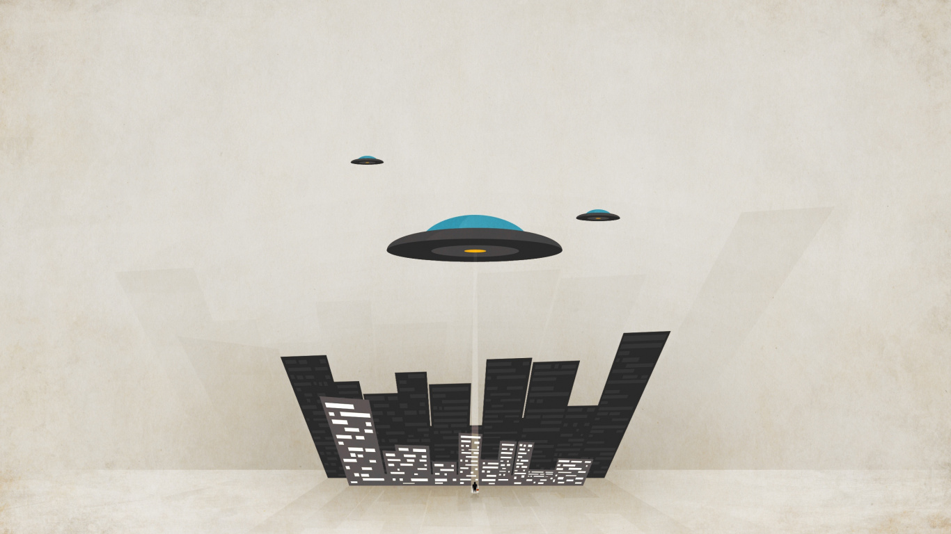 Black and White City Building Painting. Wallpaper in 1366x768 Resolution