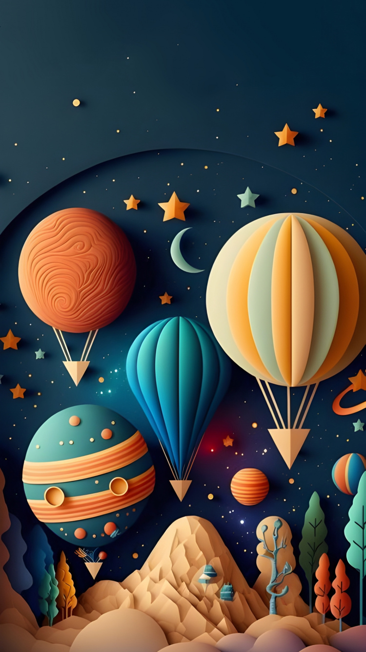 Xiaomi, Telefon, Aerostat, Hot Air Ballooning, Azure. Wallpaper in 750x1334 Resolution