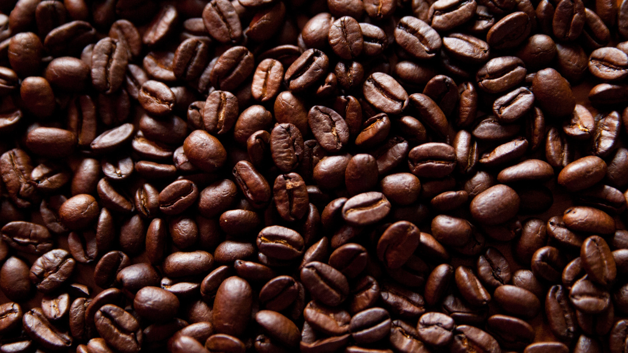 Brown Coffee Beans on Brown Wooden Table. Wallpaper in 1280x720 Resolution
