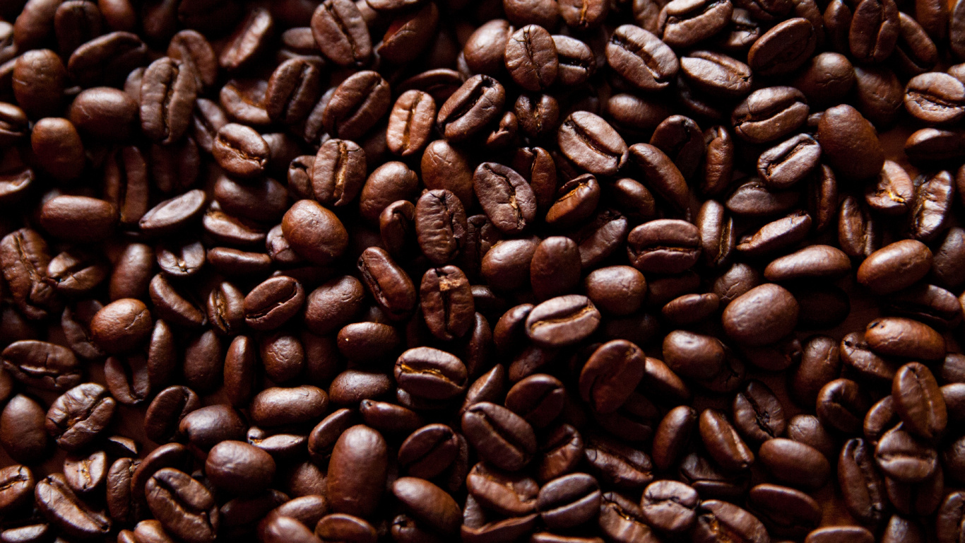 Brown Coffee Beans on Brown Wooden Table. Wallpaper in 1366x768 Resolution