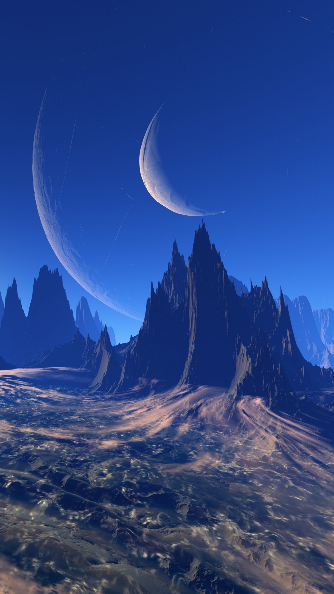 Silhouette de Montagnes Sous Ciel Bleu Pendant la Journée. Wallpaper in 1080x1920 Resolution