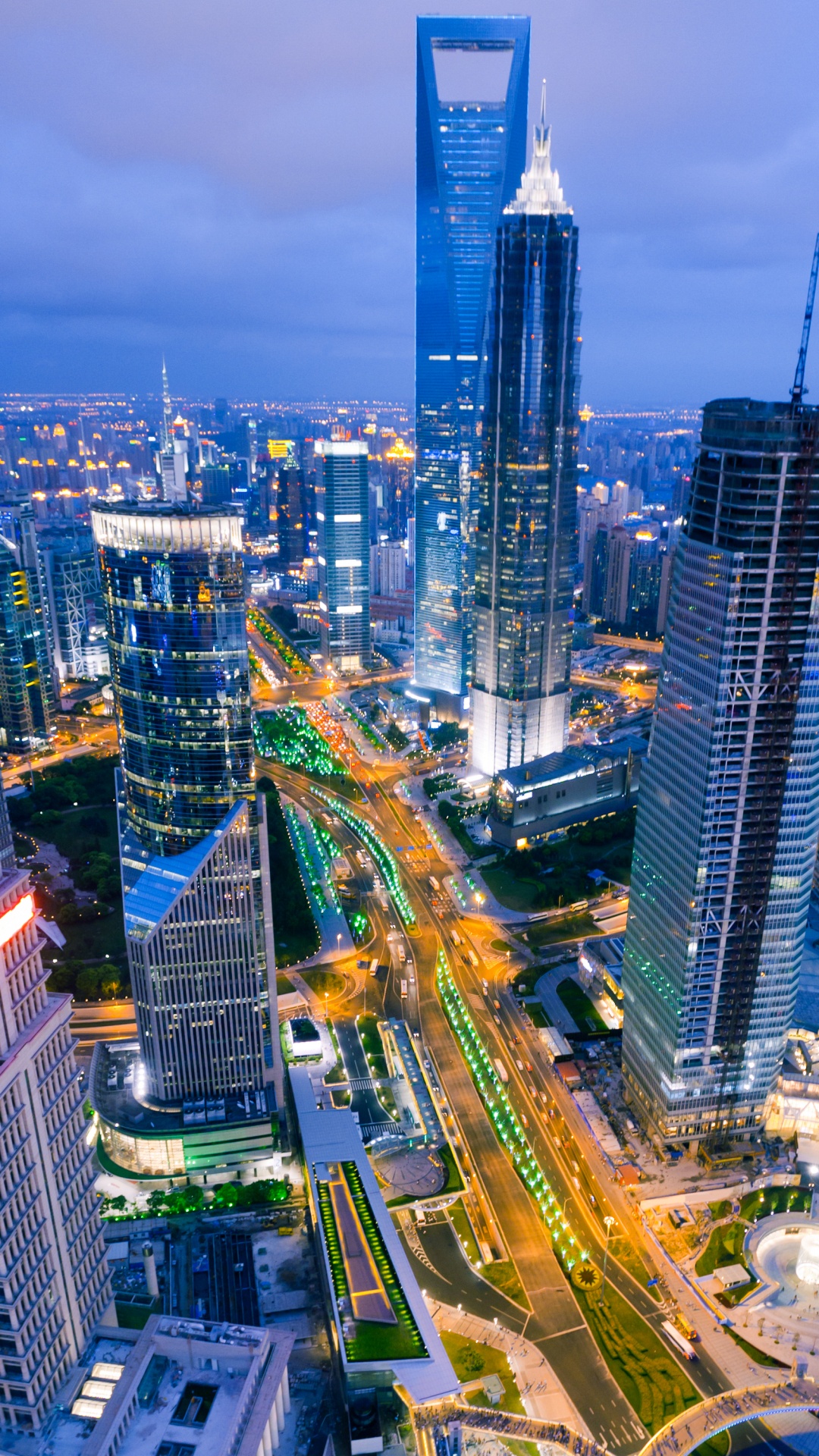 Aerial View of City Buildings During Night Time. Wallpaper in 1080x1920 Resolution