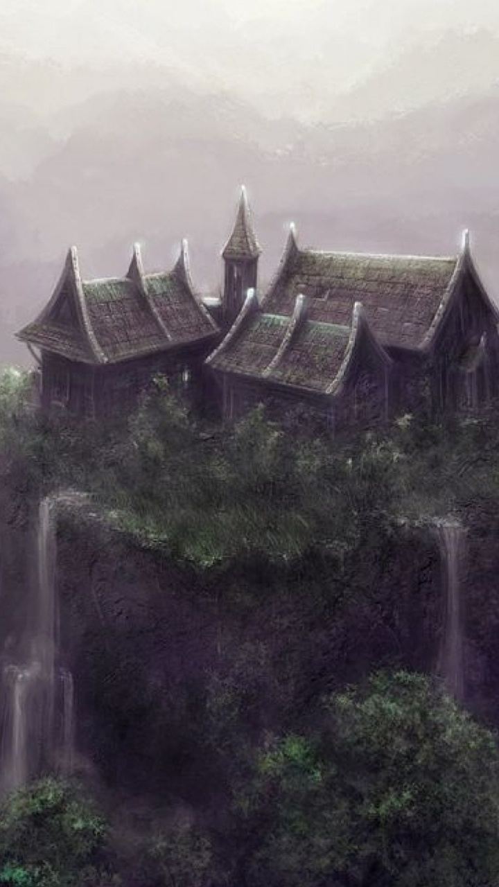 Green and White House on Top of Mountain. Wallpaper in 720x1280 Resolution