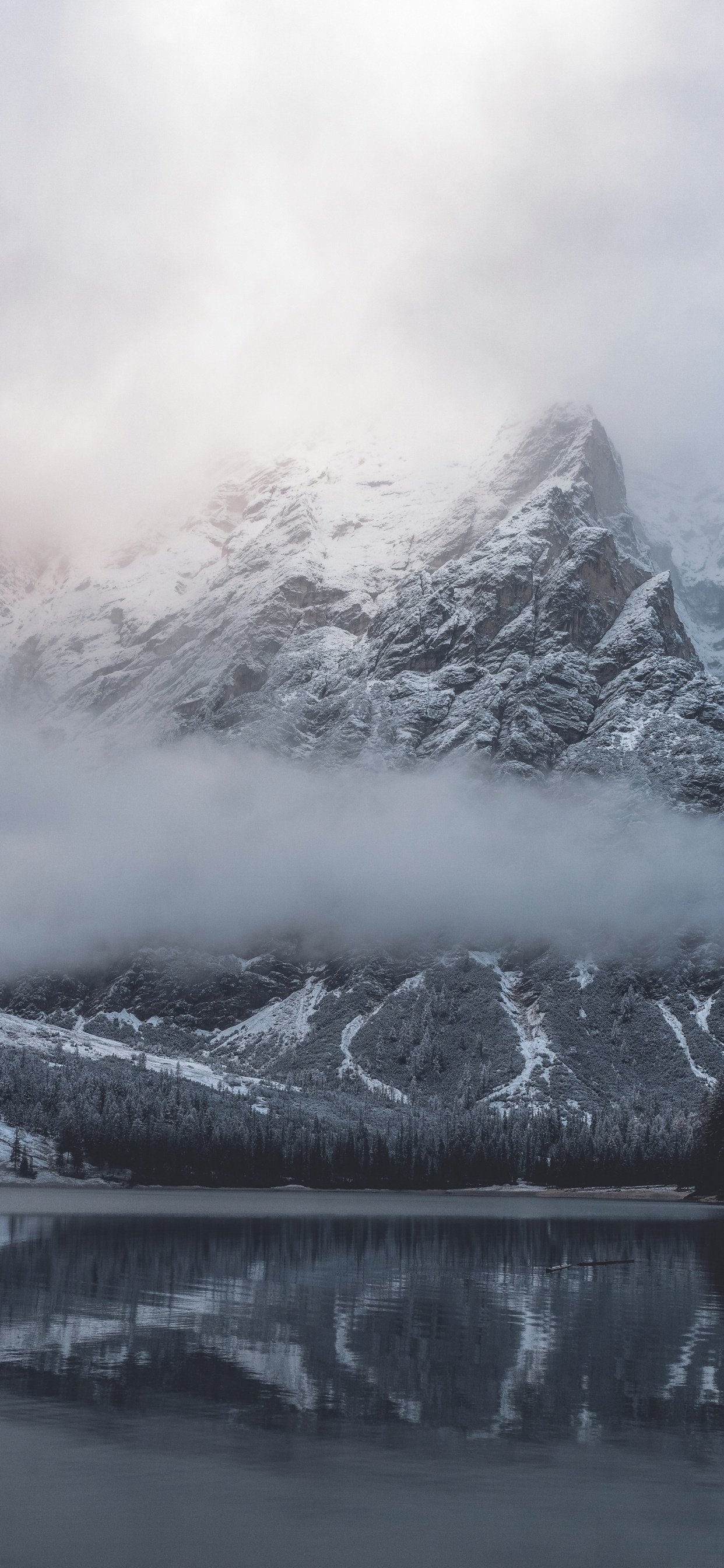 Ciel, Lac, Hiver, Noir Blanc - M, Son. Wallpaper in 1242x2688 Resolution