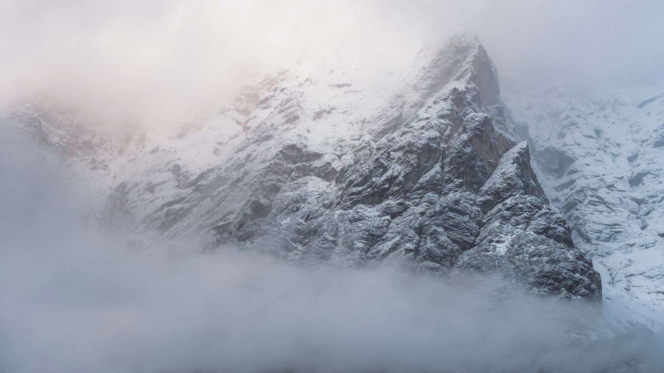 Ciel, Lac, Hiver, Noir Blanc - M, Son. Wallpaper in 1366x768 Resolution