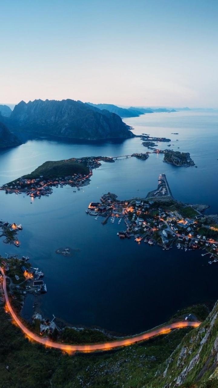 罗弗敦, 峡湾, 高地, 火山湖, 地形 壁纸 720x1280 允许