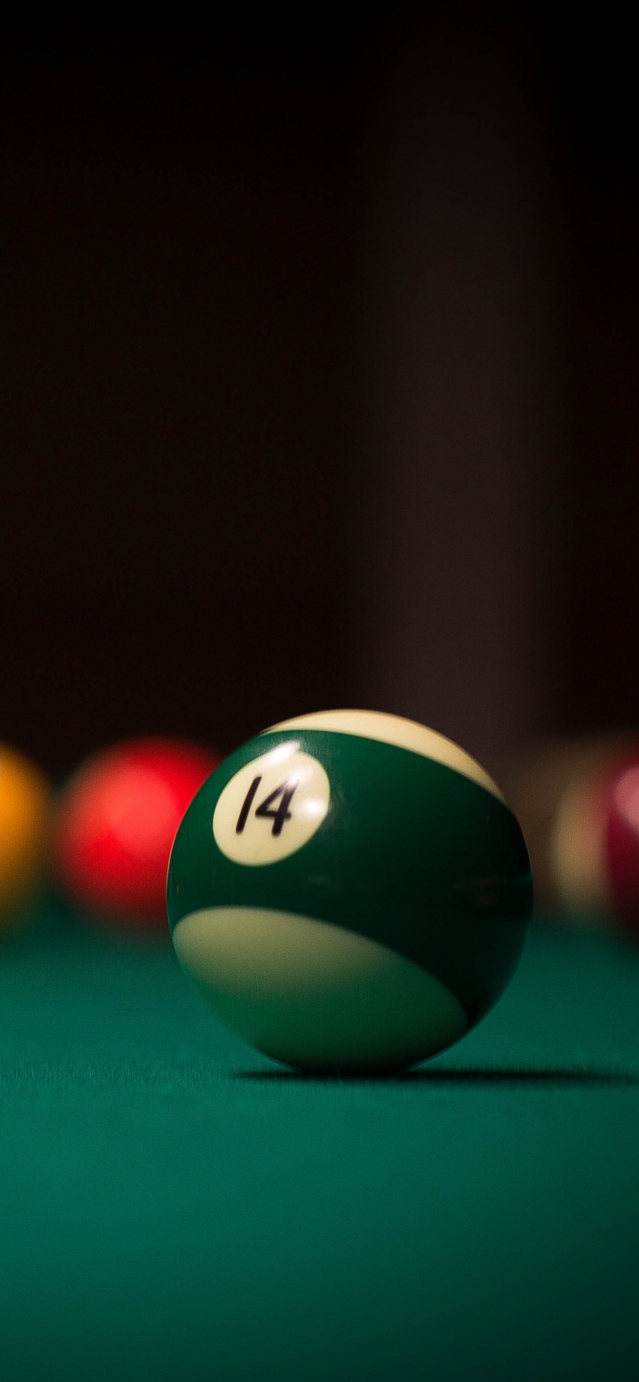 Billiard Ball on Billiard Table. Wallpaper in 1242x2688 Resolution