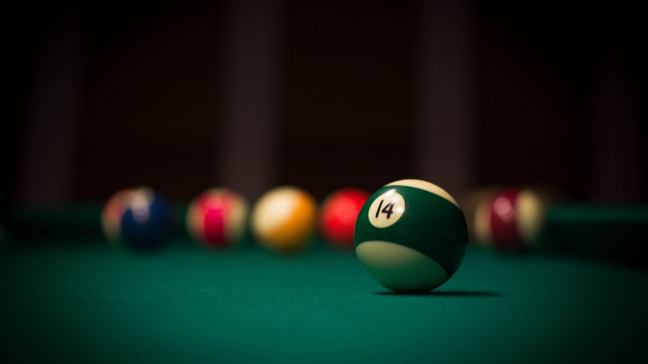 Billiard Ball on Billiard Table. Wallpaper in 1280x720 Resolution