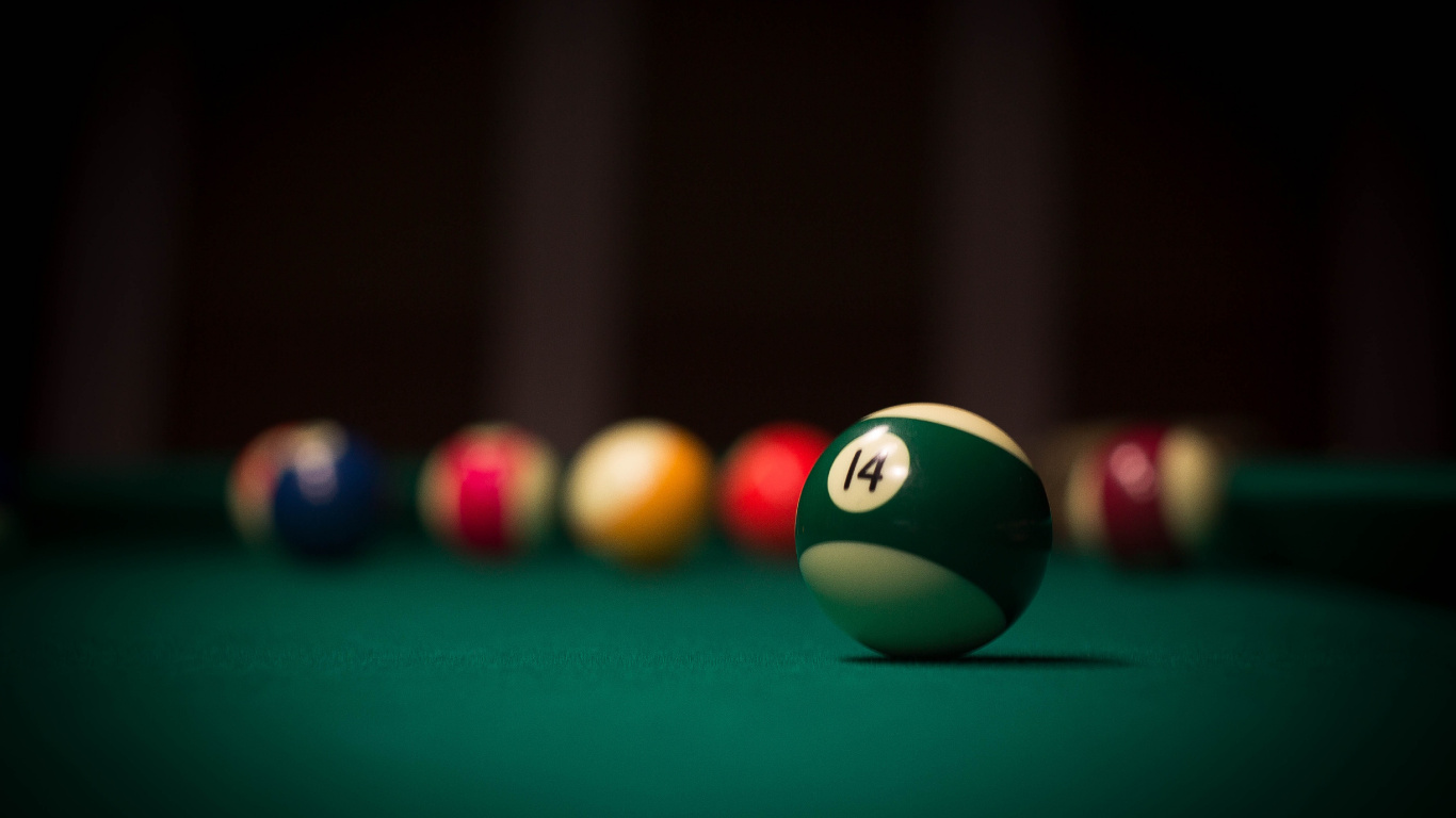 Billiard Ball on Billiard Table. Wallpaper in 1366x768 Resolution