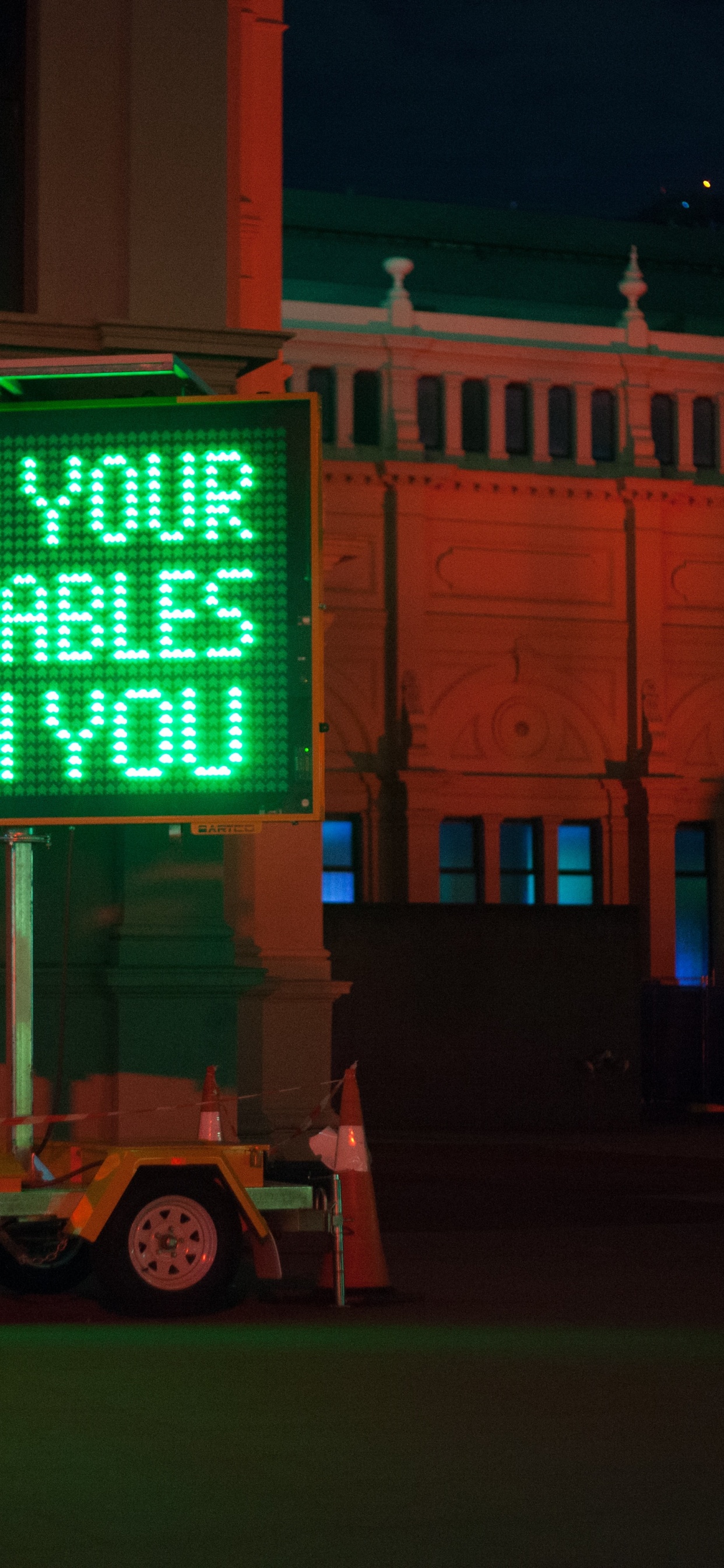 Green and Black Led Signage. Wallpaper in 1242x2688 Resolution