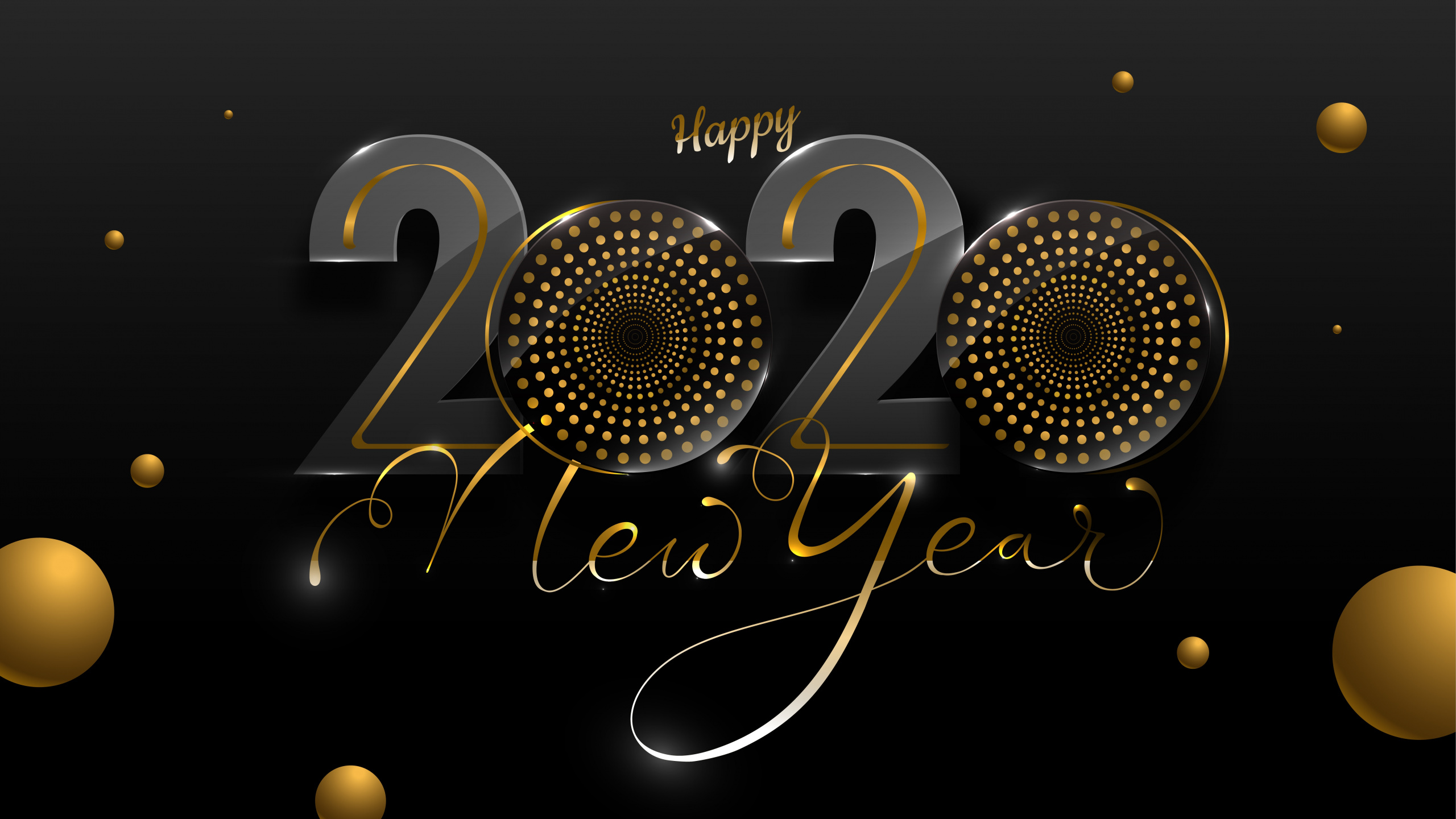 Neujahr, Digitale Kunst, Kunst, Gold, Unterhaltung. Wallpaper in 2560x1440 Resolution