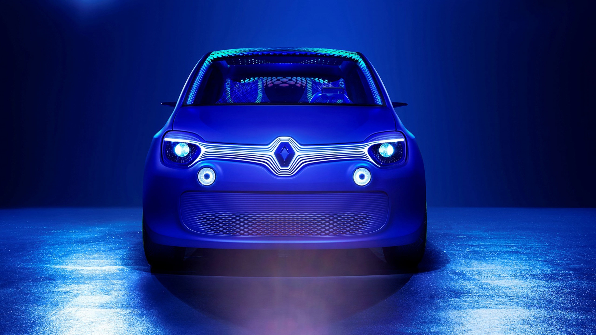 Blauer Chevrolet Camaro Auf Grauem Bürgersteig. Wallpaper in 1920x1080 Resolution