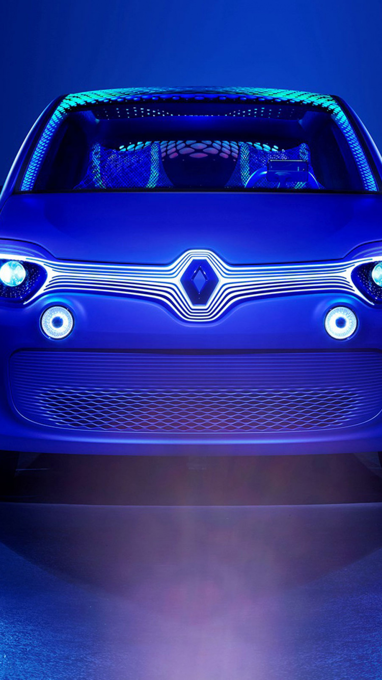 Blauer Chevrolet Camaro Auf Grauem Bürgersteig. Wallpaper in 750x1334 Resolution