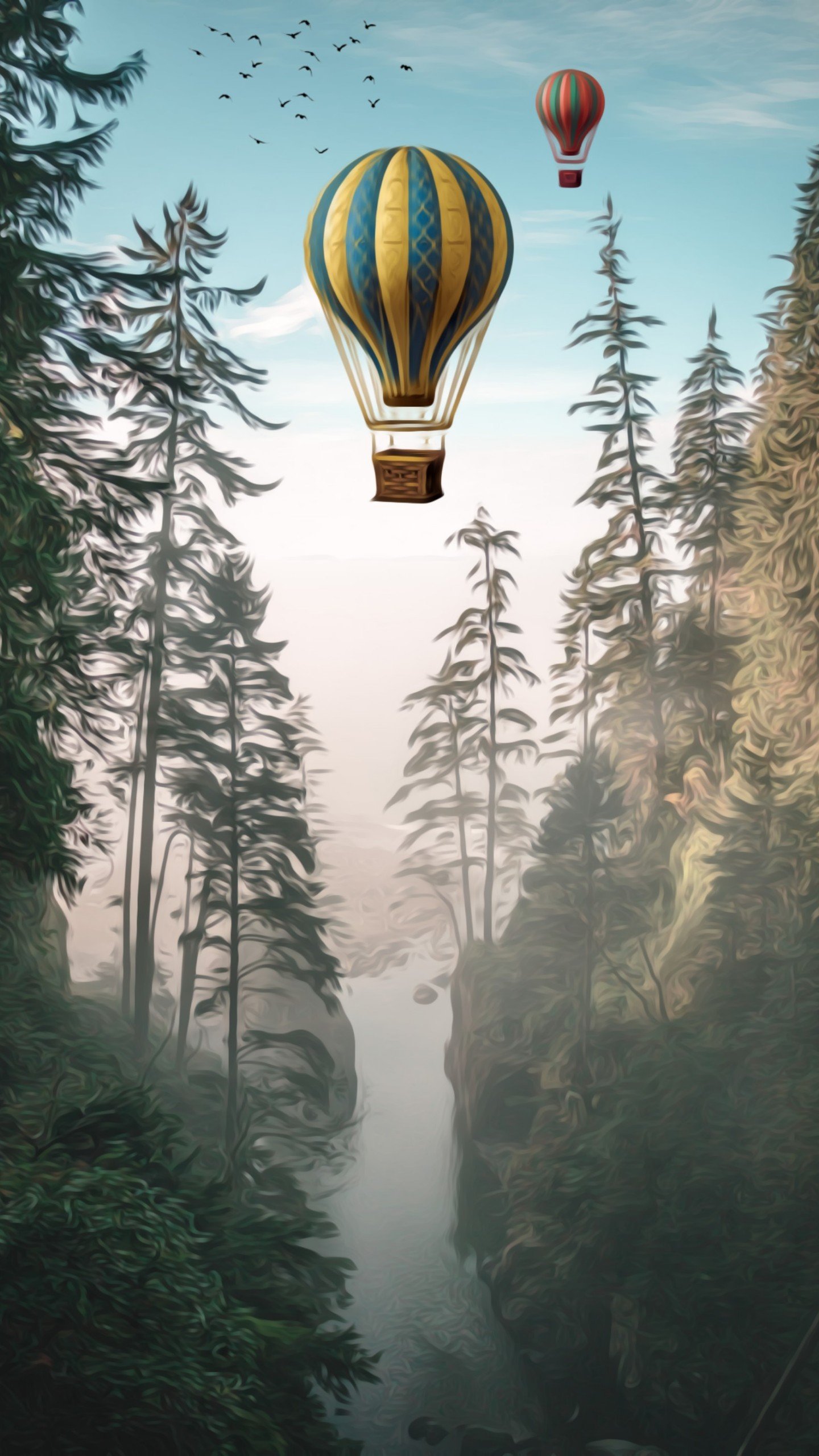 Nature, Forêt, Spruce, Aérostat, Ballon à Air Chaud. Wallpaper in 1440x2560 Resolution