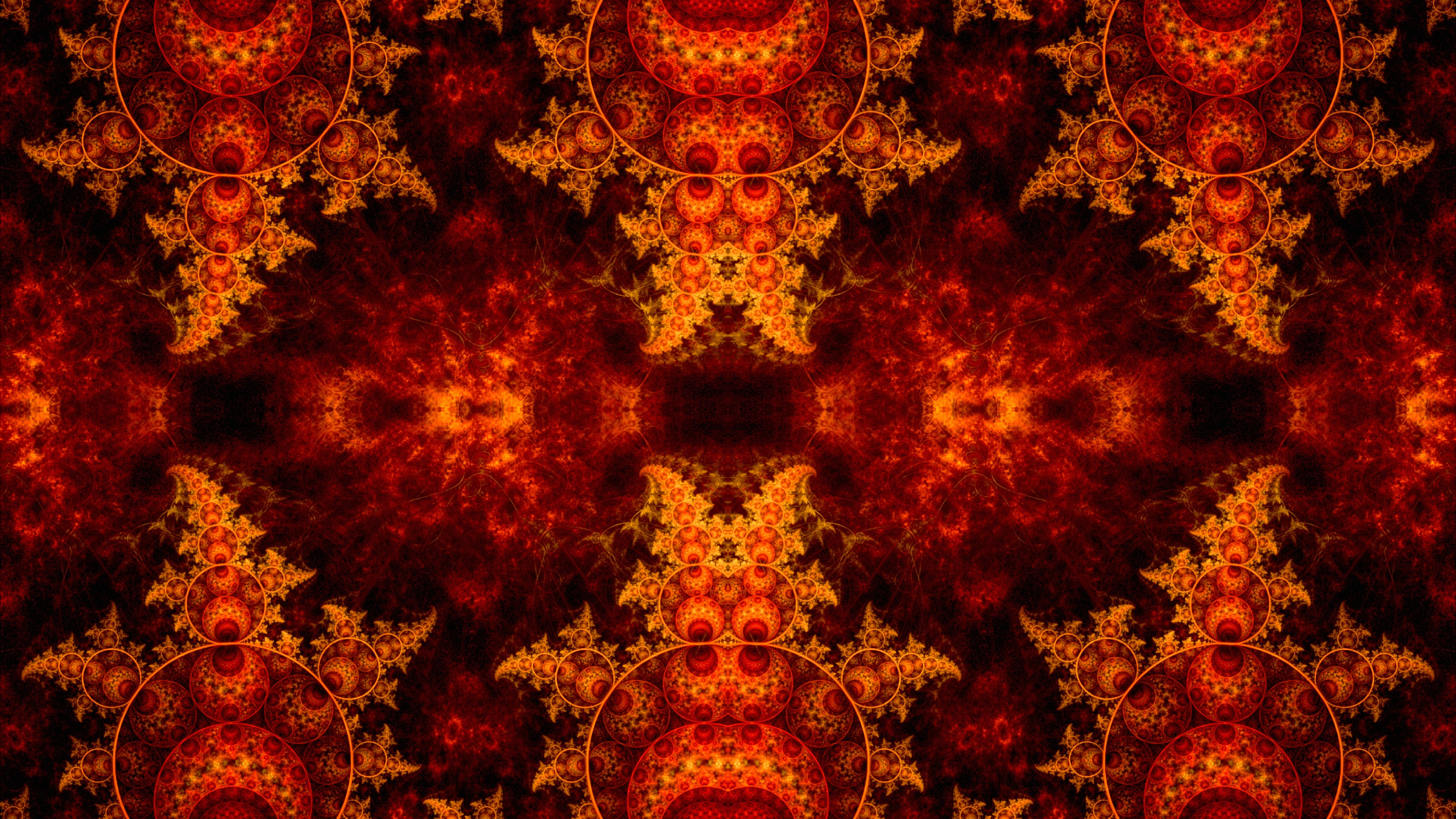 Rot-goldenes Blumenmuster. Wallpaper in 2560x1440 Resolution