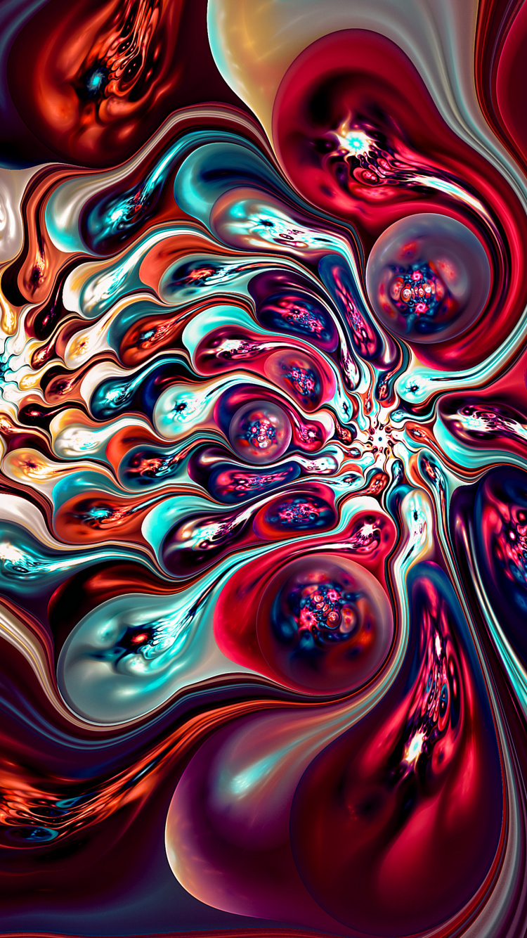 Cuadro Abstracto Rojo Azul y Blanco. Wallpaper in 750x1334 Resolution