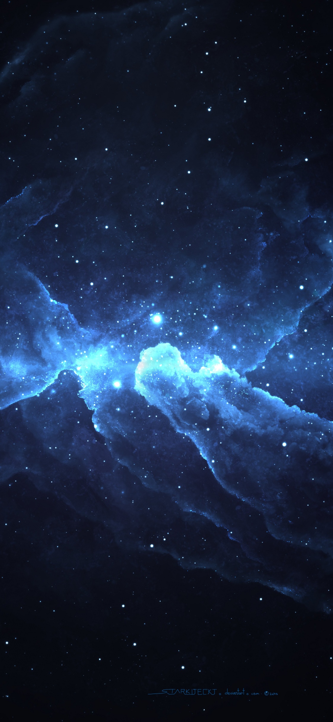 White and Blue Galaxy Illustration. Wallpaper in 1125x2436 Resolution