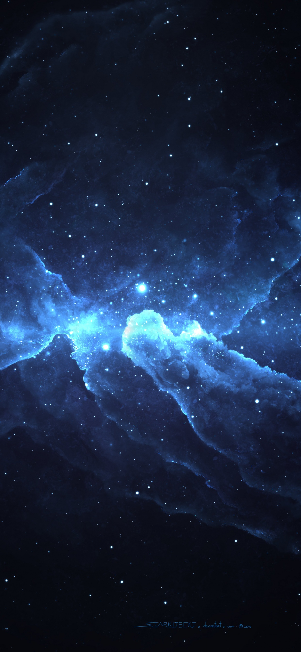 Illustration de la Galaxie Blanche et Bleue. Wallpaper in 1242x2688 Resolution