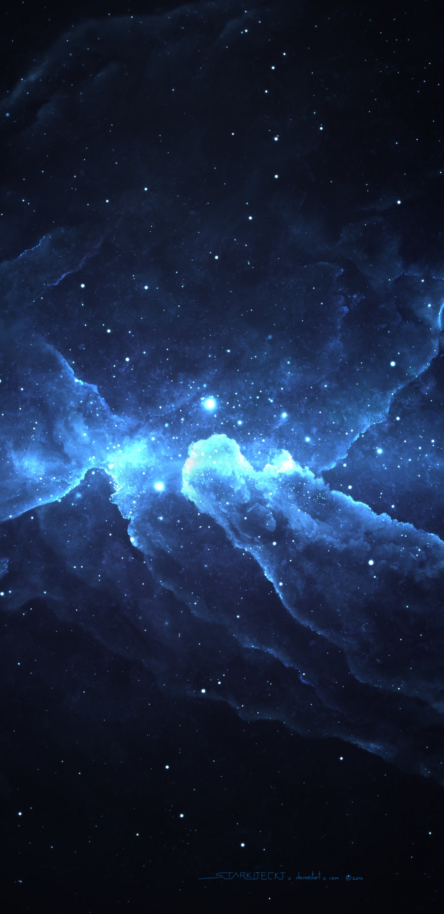 Illustration de la Galaxie Blanche et Bleue. Wallpaper in 1440x2960 Resolution