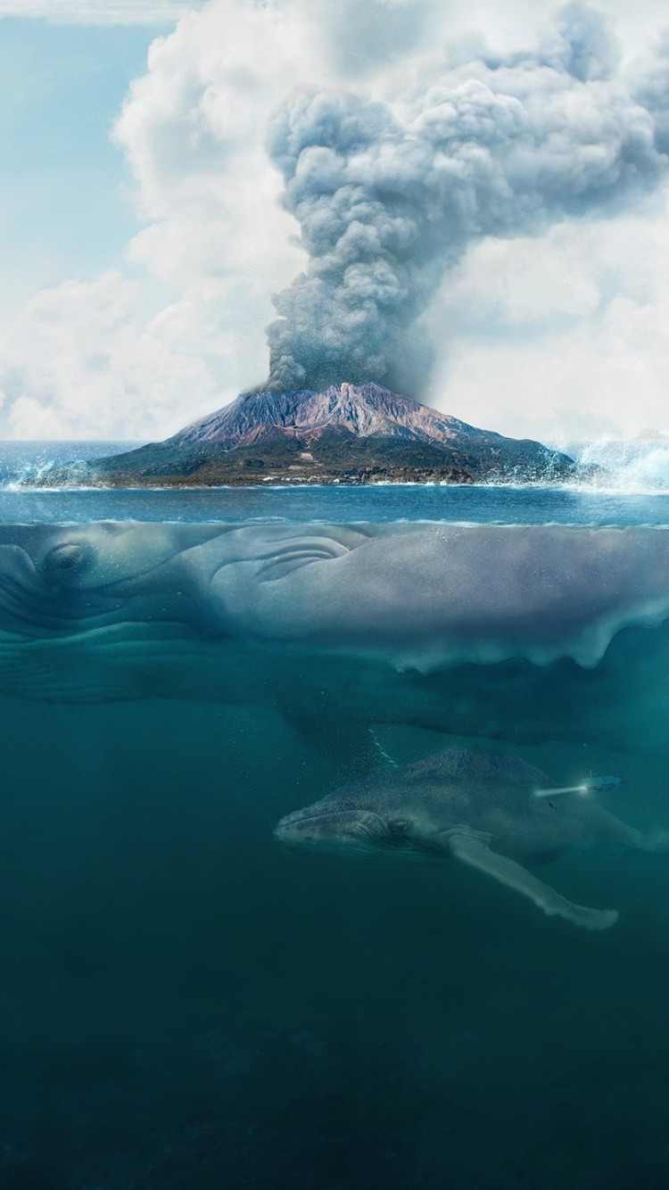 Weiße Wolken Über Blauem Meer. Wallpaper in 750x1334 Resolution