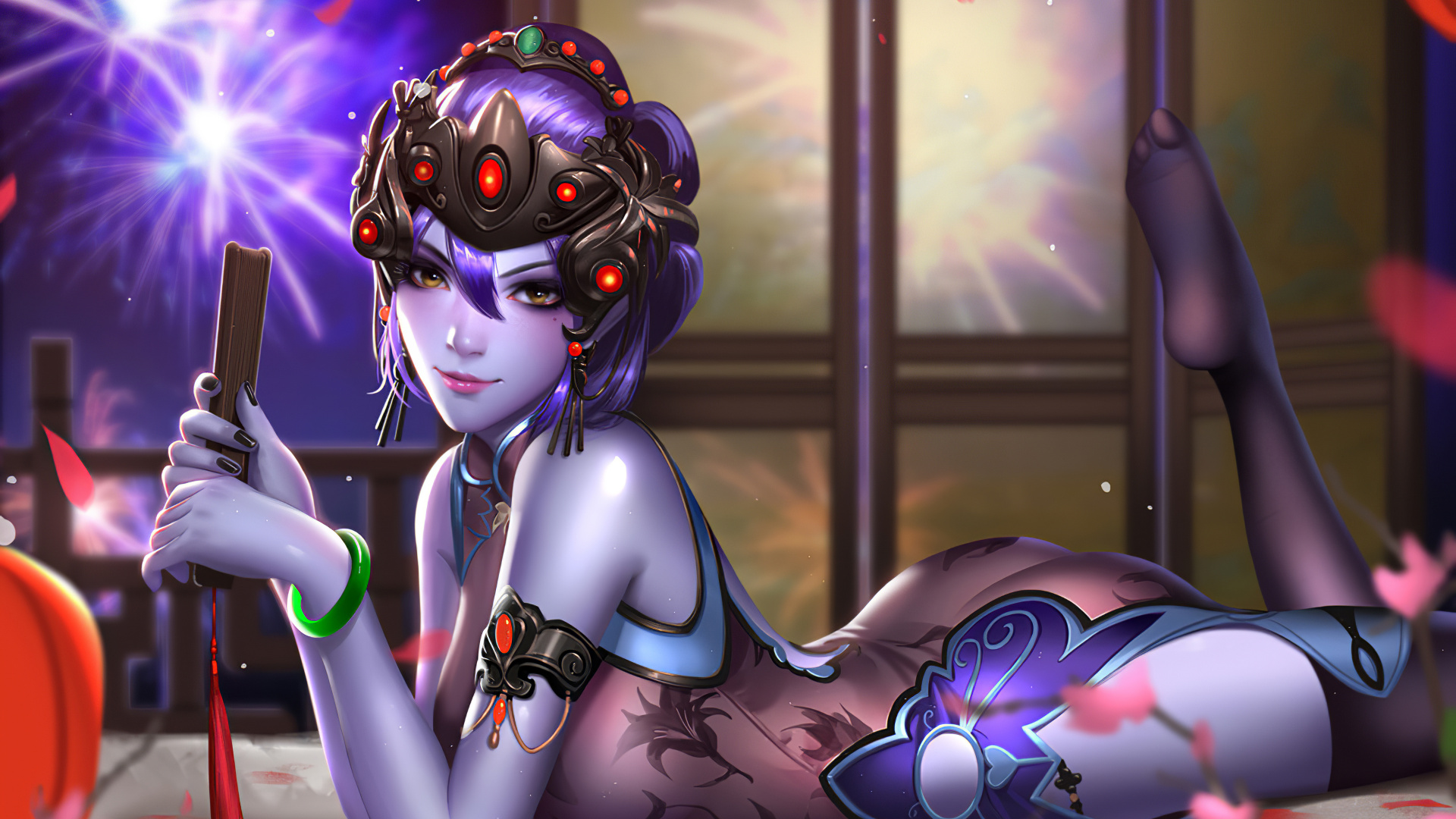 Mujer Con Personaje de Anime de Pelo Azul. Wallpaper in 1920x1080 Resolution