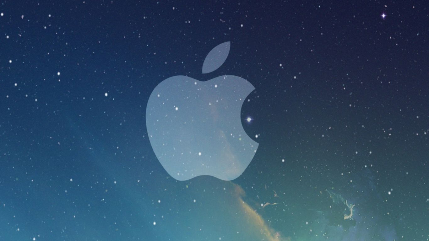 Apple Logo on Blue Sky. Wallpaper in 1366x768 Resolution