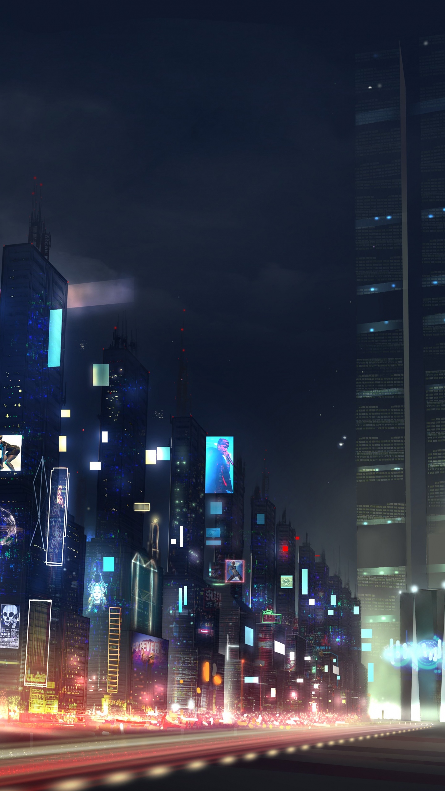 City Buildings During Night Time. Wallpaper in 1440x2560 Resolution