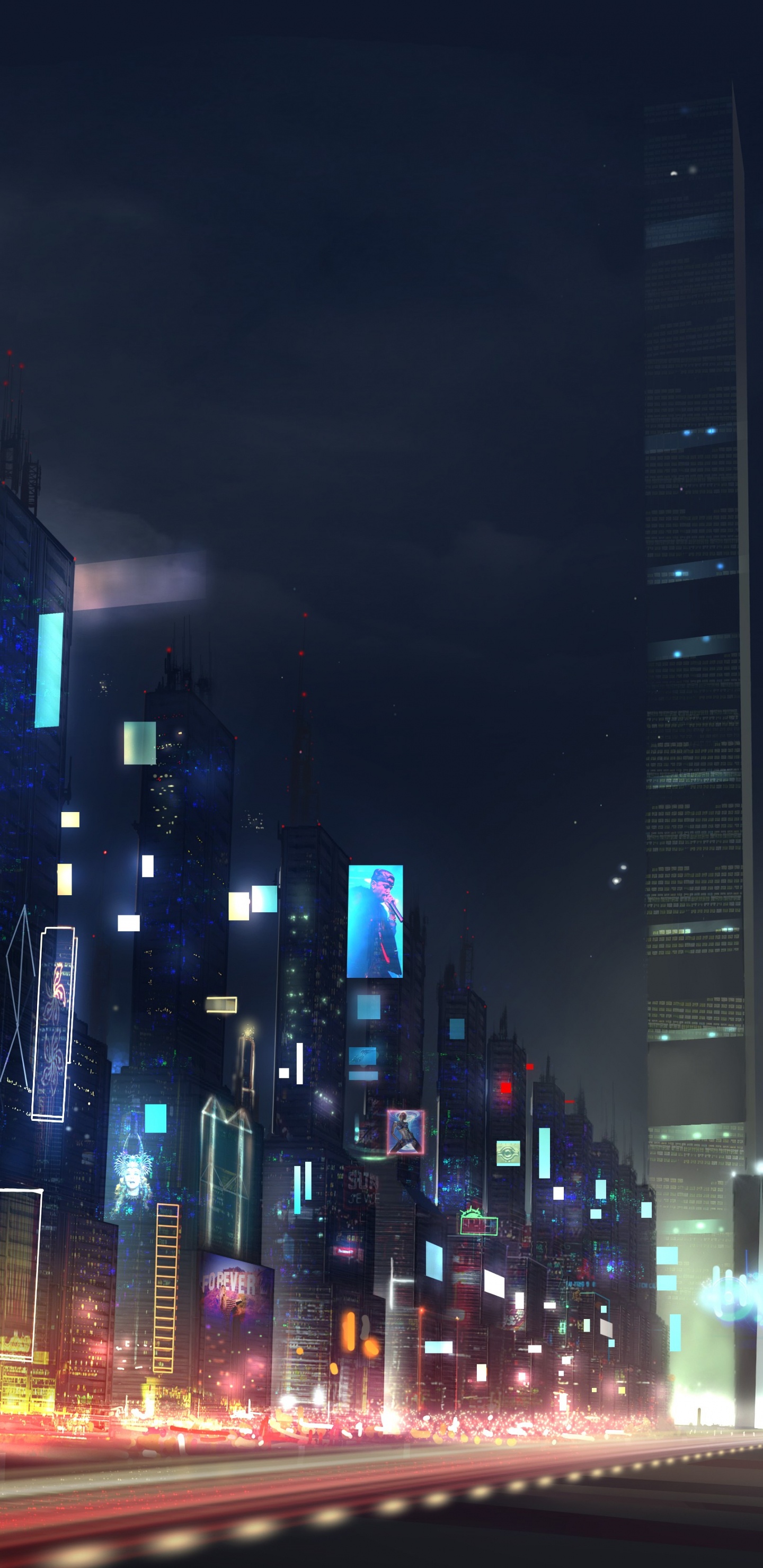 City Buildings During Night Time. Wallpaper in 1440x2960 Resolution