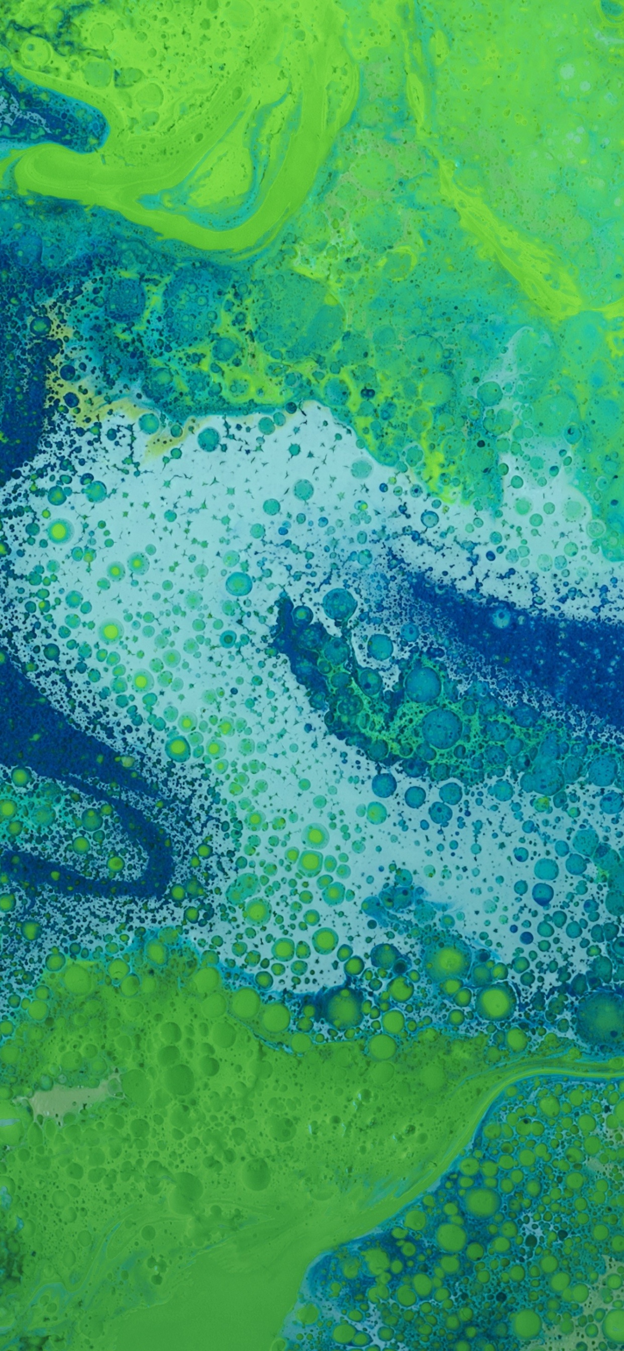Peinture Abstraite Verte et Bleue. Wallpaper in 1242x2688 Resolution