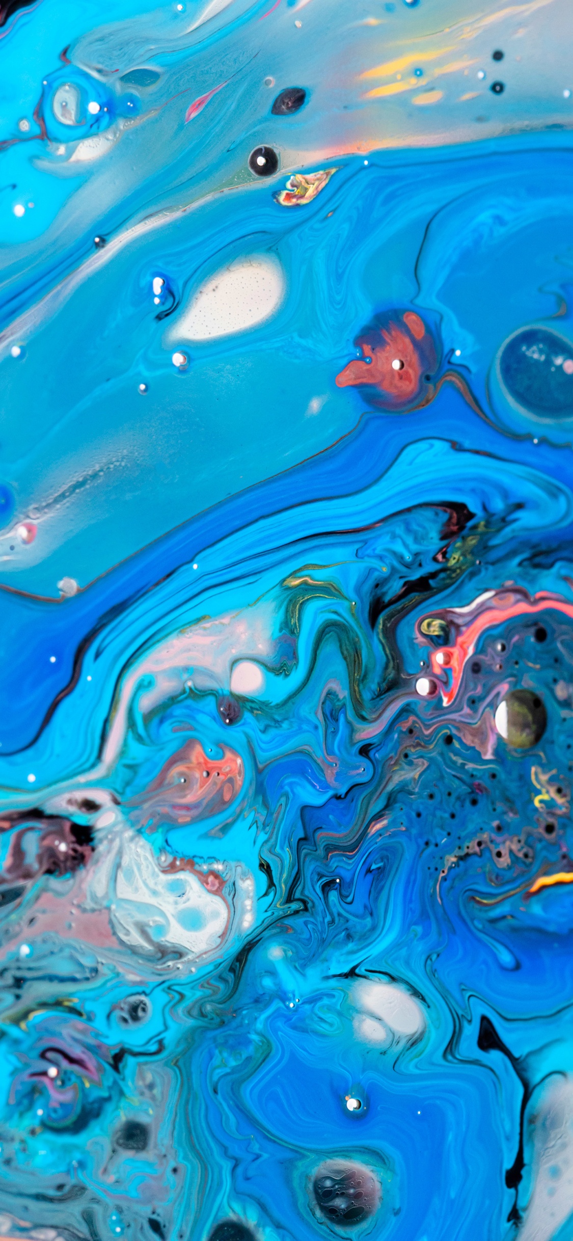 Apple, IOS, Liquid, Blue, Azure. Wallpaper in 1125x2436 Resolution