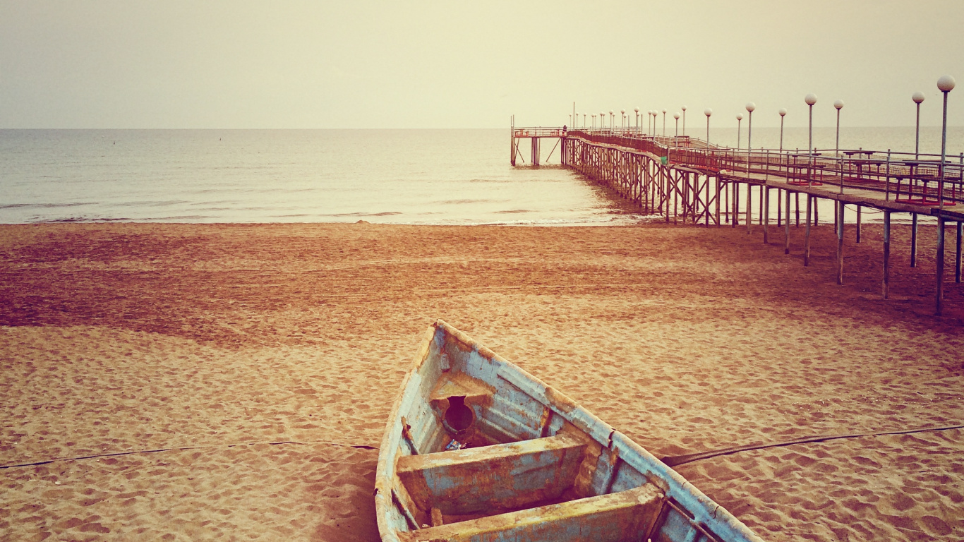 Water, Boat, Wood, Watercraft, Beach. Wallpaper in 1366x768 Resolution