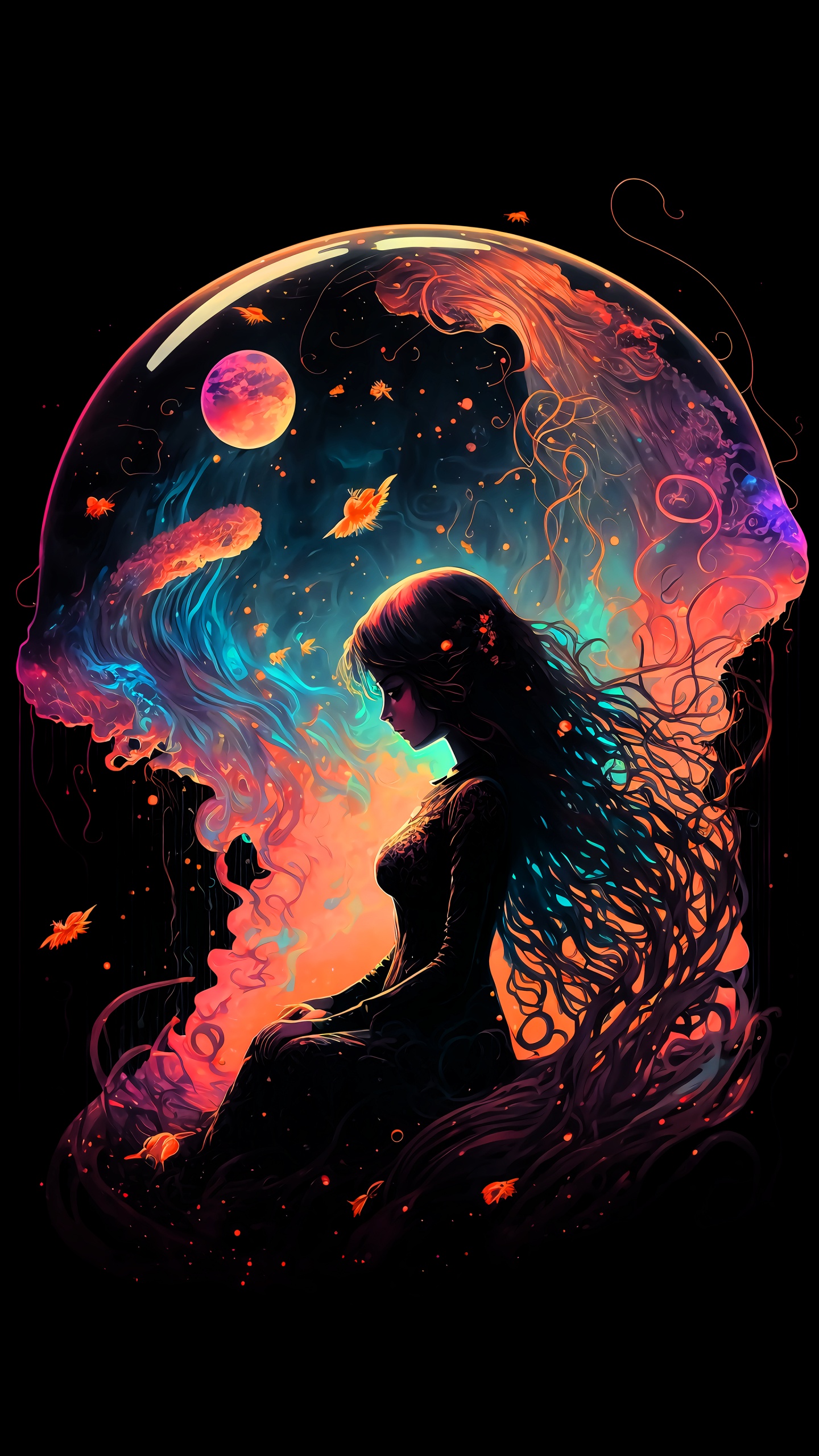 Darkness, Xiaomi Mi Mix 3, Art, Gas, Astronomical Object. Wallpaper in 1440x2560 Resolution