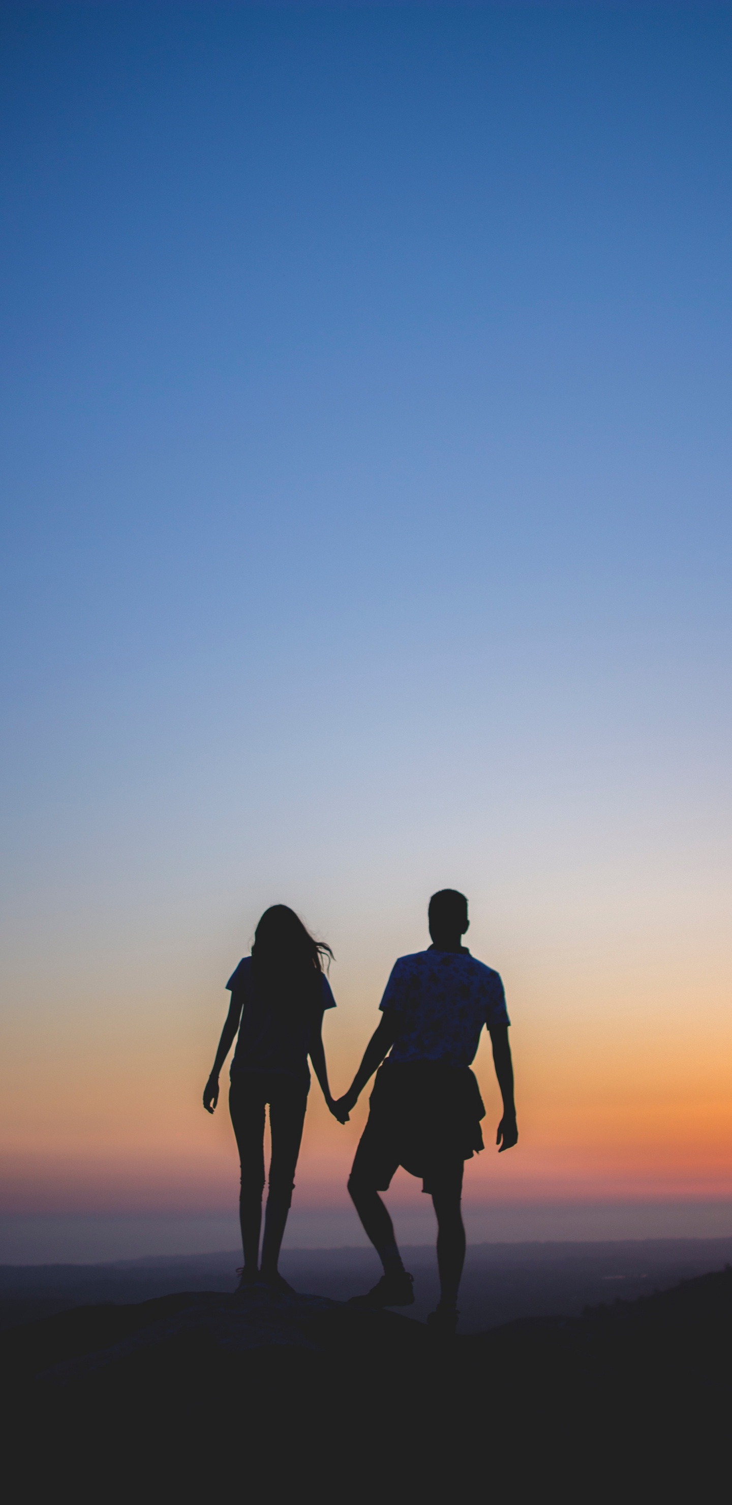 Silueta, Pareja, Romanticismo, Afición, La Gente en la Naturaleza. Wallpaper in 1440x2960 Resolution