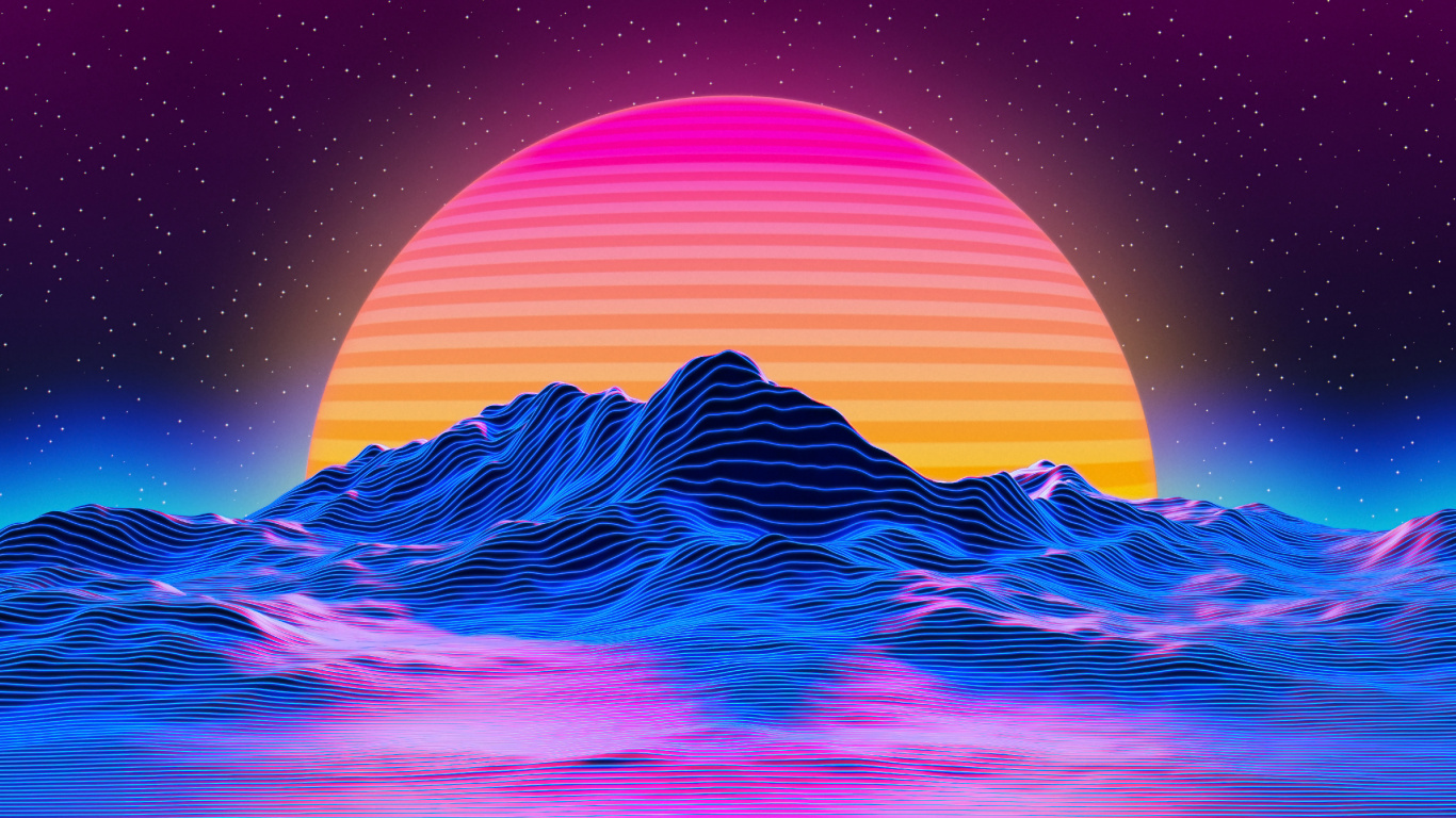 复古风格, Synthwave, 气氛, 性质, 自然环境 壁纸 1366x768 允许