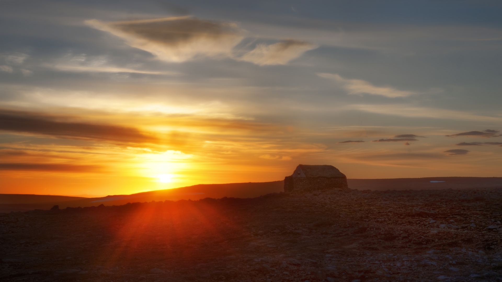 Brown Rock Formation During Sunset. Wallpaper in 1920x1080 Resolution