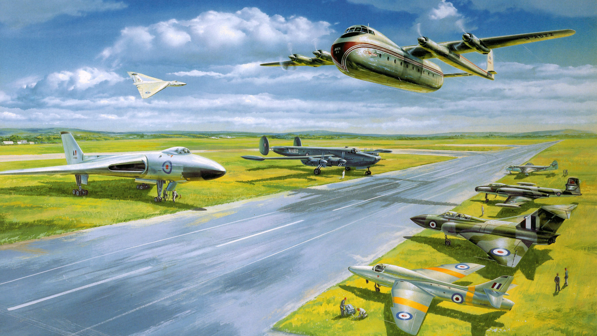 White and Black Jet Plane on Gray Concrete Ground Under White Clouds During Daytime. Wallpaper in 1920x1080 Resolution