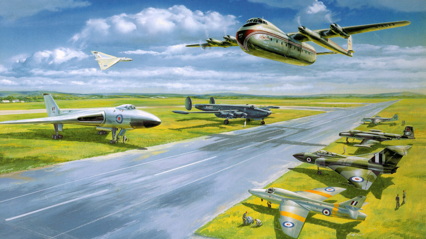 Weißes Und Schwarzes Düsenflugzeug Auf Grauem Betonboden Unter Weißen Wolken Tagsüber. Wallpaper in 1366x768 Resolution