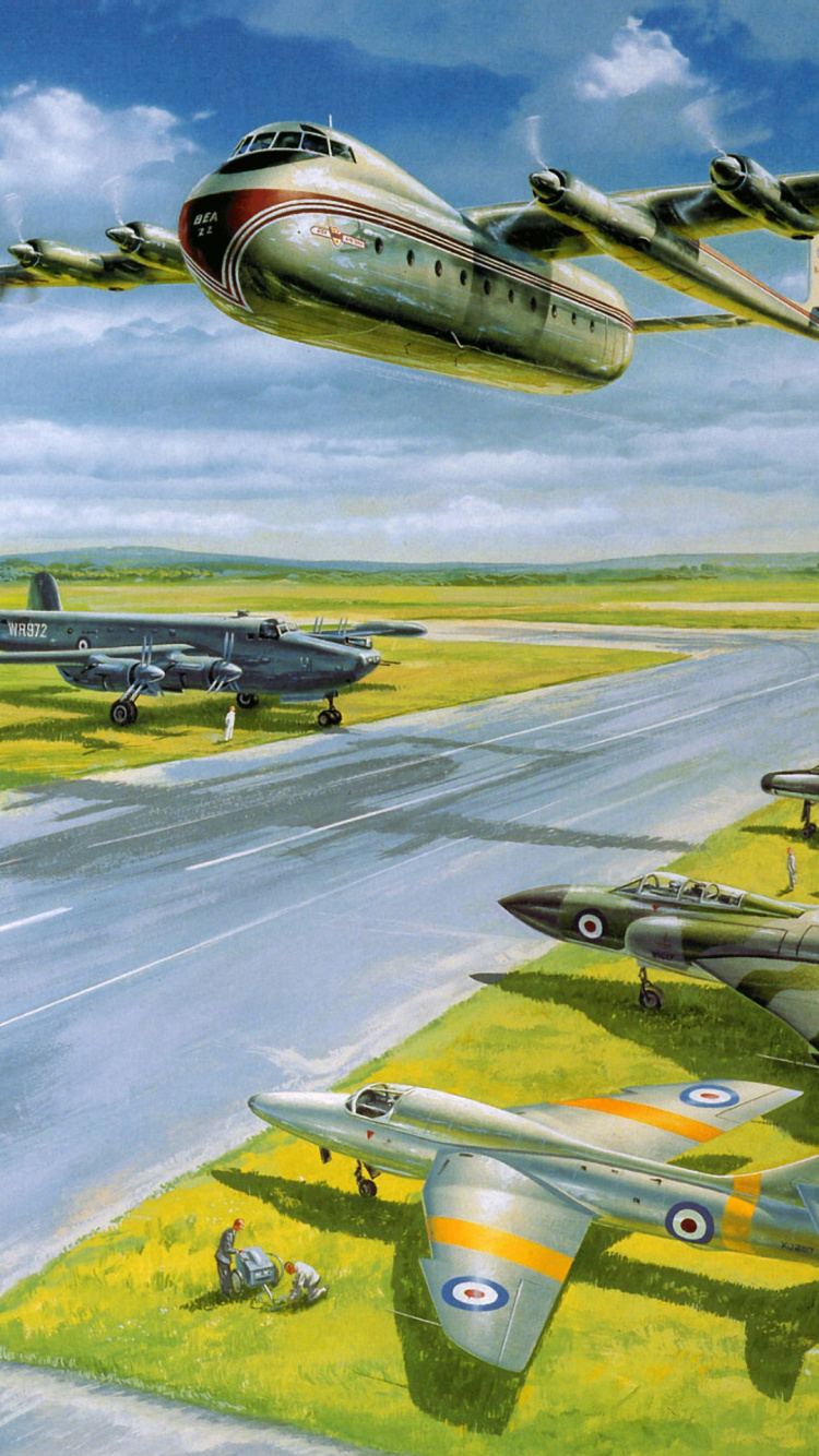 Weißes Und Schwarzes Düsenflugzeug Auf Grauem Betonboden Unter Weißen Wolken Tagsüber. Wallpaper in 750x1334 Resolution