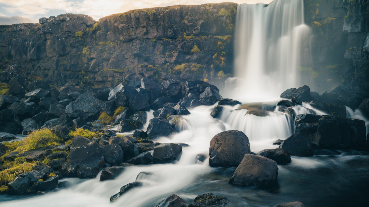 Cascada, Xarrfoss, Seljalandsfoss, Naturaleza, Agua. Wallpaper in 1280x720 Resolution