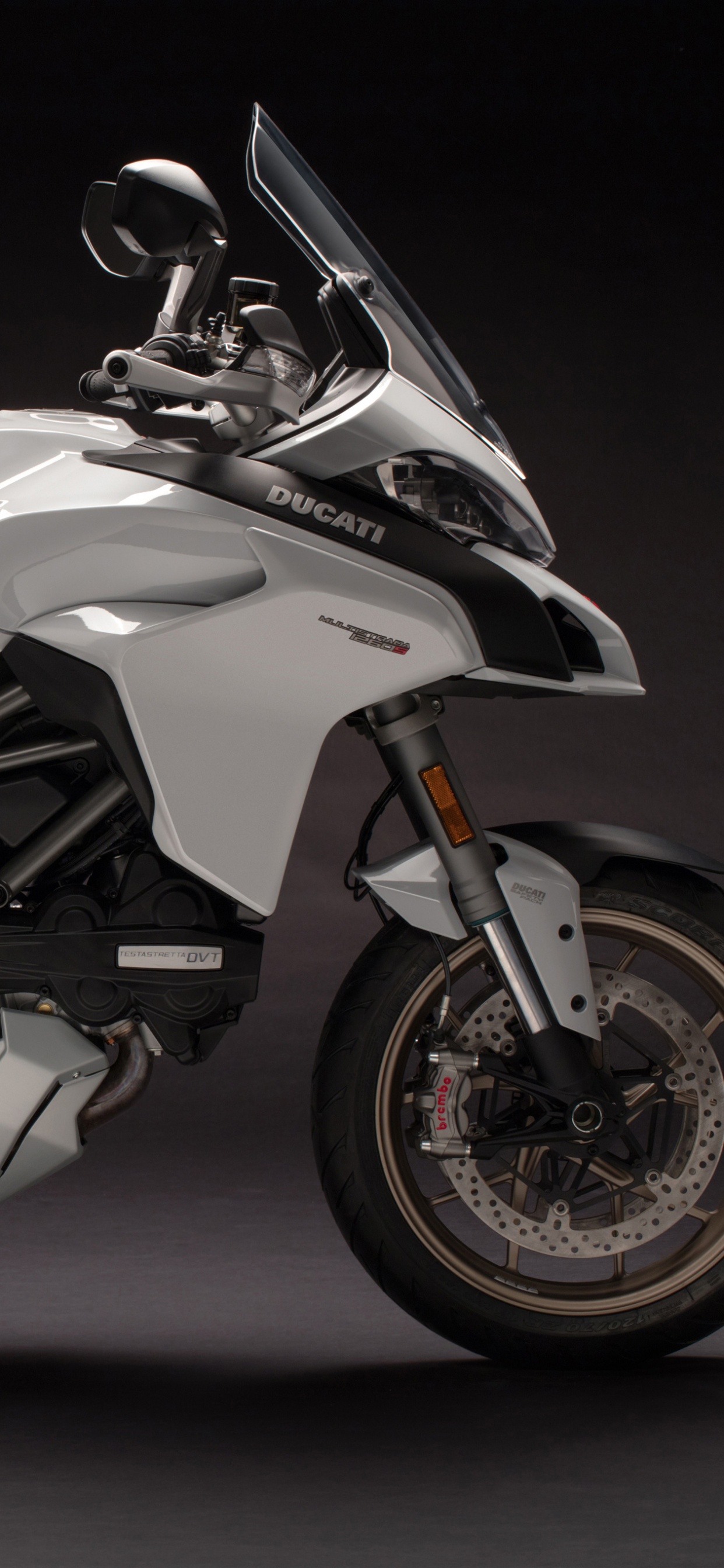 White and Black Sports Bike. Wallpaper in 1242x2688 Resolution